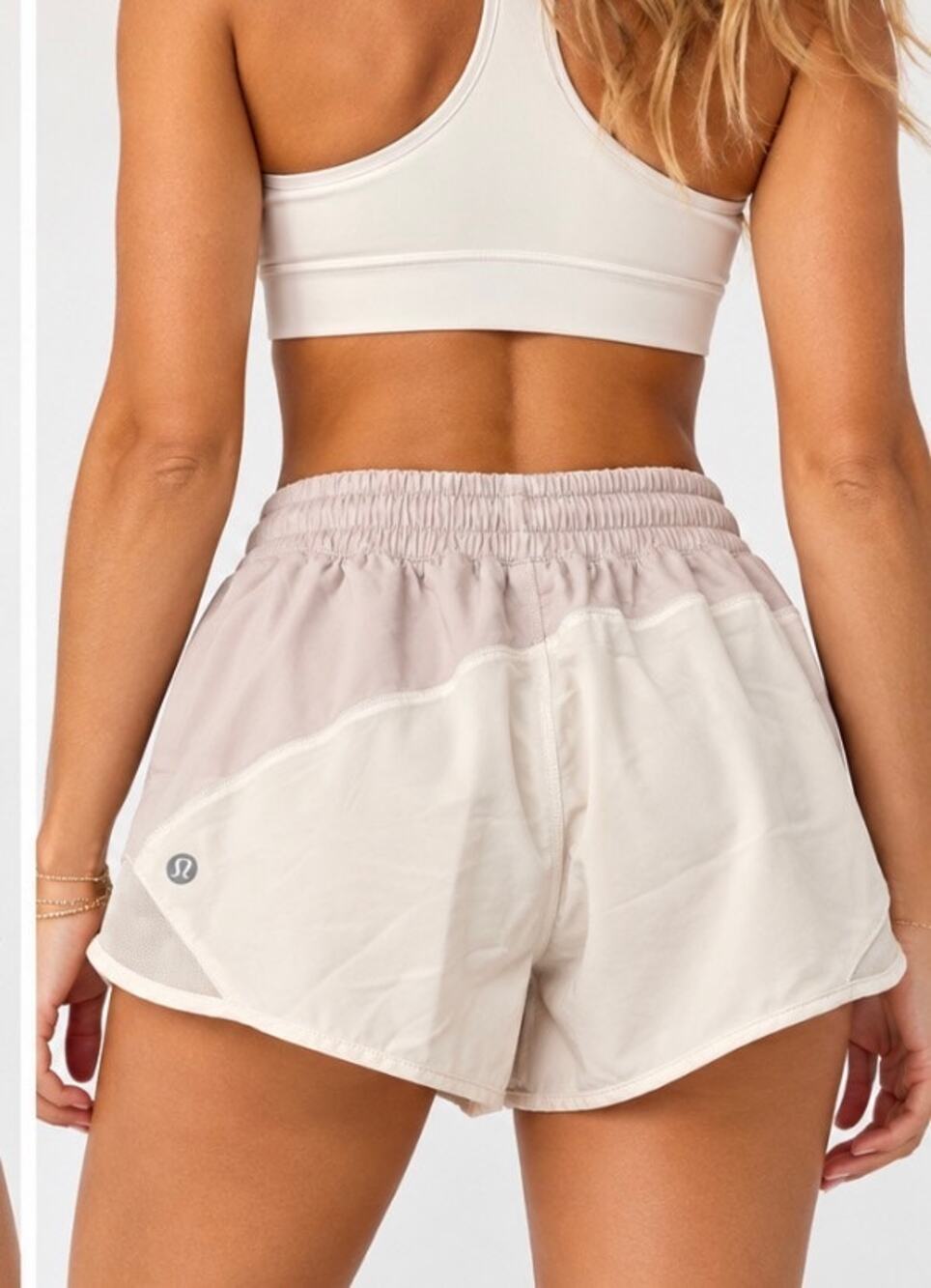 Lululemon Colorblock Running Shorts Cream Taupe Size 6